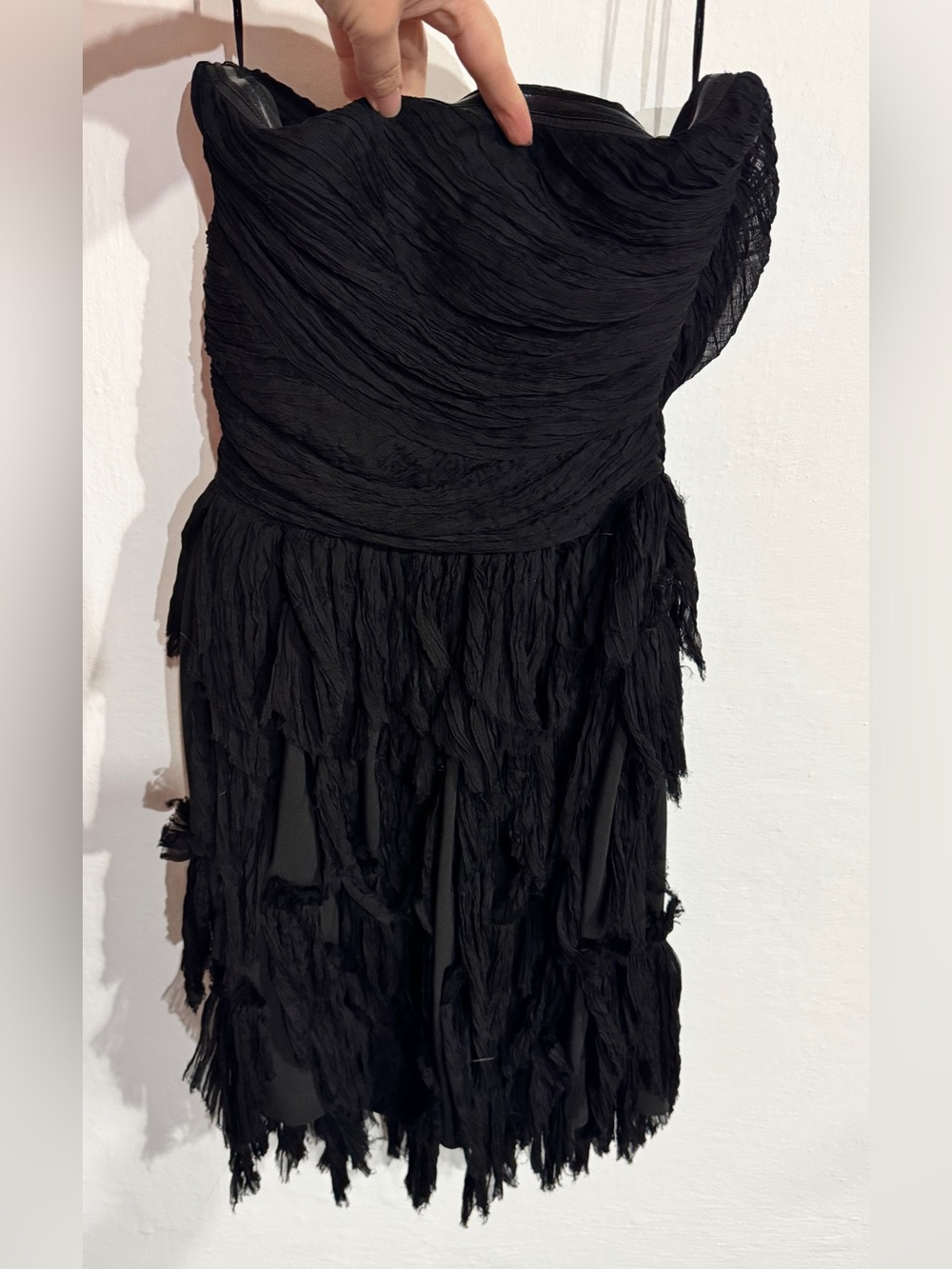 Elizabeth + James Womens Dress Size 2 Black Solid Sheath Strapless Short Silk - Picture 4 of 6